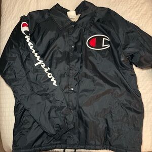 Champion Navy Windbreaker Sherpa Jacket with Logo